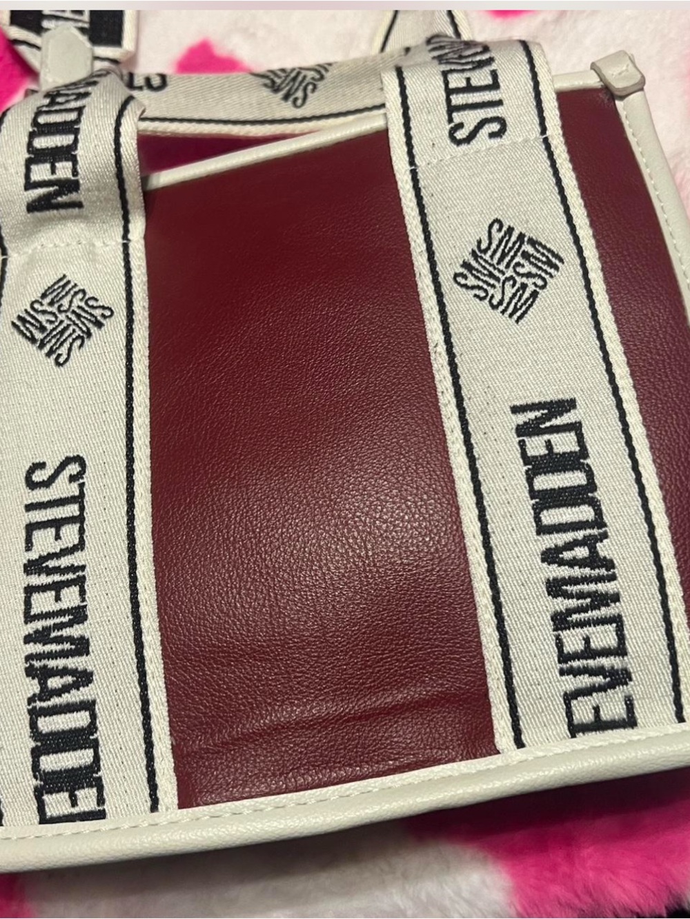 Steve Madden White Logo Strap Tote